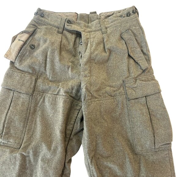 Vintage 1962 German BAWI Green Wool Military Cargo Pants 32 X 29 - Picture 3 of 8